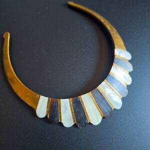 Vintage Choker brass mother of pearl In black white gold